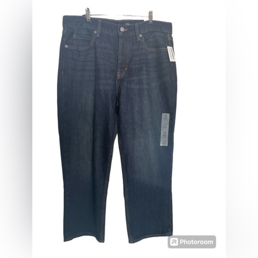 NEW Old Navy High Rise Dark Wash Slouchy Straight Crop Jeans Size 10
